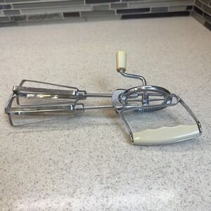 Vintage Rotary Hand Crank Egg Beater Stainless Steel Manual Mixer Cream Handles